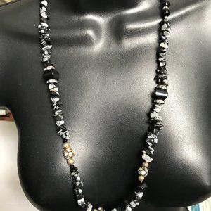 Artisan Snowflake Obsidian Necklace